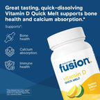 Bariatric Fusion Dissolvable Vitamin D3 5000 IU Quick Melt | Lemon Citrus Flavored Chewable Vitamin D Supplement | Healthy Bone Support* | Gluten, Dairy, and Soy Free | 90 Fast Melting Tablets