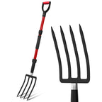 COSITA Pitch Fork for Garden, 44-Inches Pitchfork with Fiberglass Handle, Gardening Spading Fork with 4 Metal Tines, Heavy Duty Pitchfork for Manure, Mulch, Digging, Aeration, Red