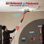 Drywall Sander, Electric Drywall Sander with Vacuum Dust Collection 7.33-Amp 880W, Floor Sanders 5 Variable Speed 1000-2100RPM with LED Light, 18Pcs Sanding Discs & 2Pcs Grid Sandpaper, Dust Mask—Red