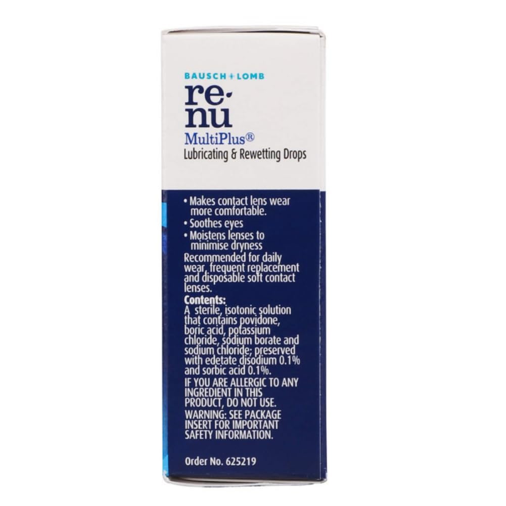 Eye Drops by Renu, for Redness Relief and Dry Eyes, Lubricating and Rewetting Drops, 8 mL, (Pack of 4)