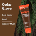 Mando Whole Body Deodorant For Men - Invisible Cream - 72 Hour Odor Control - Aluminum Free, Baking Soda Free, Skin Safe - 3 Ounce Tube (Pack of 2) - Cedar Grove