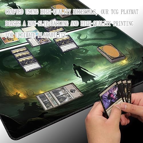MTG Playmat Size 24x14in Free Storage Bags Non-Slip Backing, Ideal for Card Game Enthusiasts TCG Playmat (Necroslayer-No Deck)