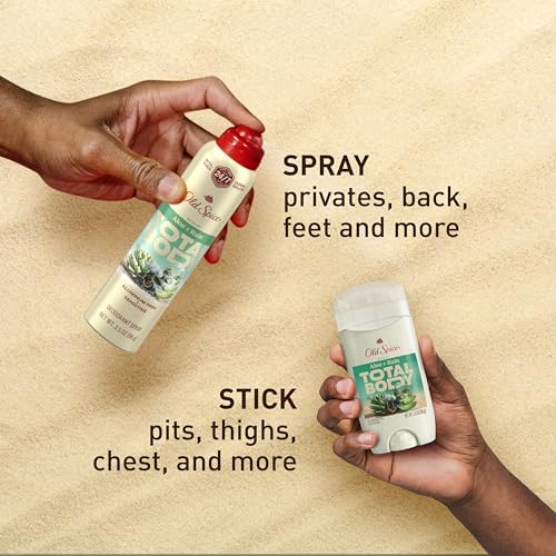 Old Spice Whole Body Deodorant for Men, Total Body Deodorant, Aloe + Rain, Aluminum Free Deodorant Spray for 24/7 Freshness // Dermatologist Tested Whole Body Deodorant, 3.5 oz
