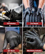 8 Mil Heavy Duty Disposable Nitrile Gloves with Diamond Texture Grip Rubber Gloves Latex & Powder Free