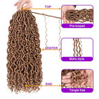 ZRQ 27 Goddess Locs Crochet Hair 18 Inch Boho Faux Locs Crochet Braids, 8 Packs Honey Blonde River Locs With Curly End For Women Hair Extension 27#