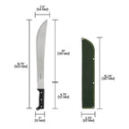 Zenport MP15 Machete Carbon Steel Blade PVC Handle Includes Sheath, 15", Green