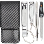 3 Swords Germany - Brand Quality 4 Piece Manicure Pedicure Grooming kit Set Tweezers File Clipper Fashion Leather case in Gift Box, Made by 3 Swords
