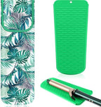 Shappy 2 Pieces Flat Iron Case Heat Resistant Travel Bag Hot Curling Iron Case Cover Holder Neoprene Straightener Holder and Silicone Hot Tools Flat Travel Sleeve(Frond Style)