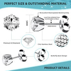 12 Pcs Ear Piercing Kit Disposable Ear Piercing Gun Kit with 4 Pcs 6 Prong Setting Cubic Zirconia Earrings Stud 316L Stainless Steel Easy to Use at Home Self Ear Piercer Gun Kit Tool, Silver