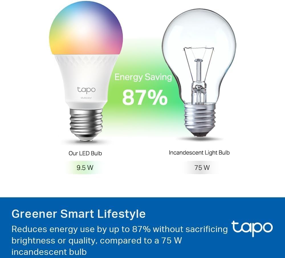 Tapo Multicolor Dimmable Smart Light Bulbs, L535E(4-Pack), A19 E26, 1100LM