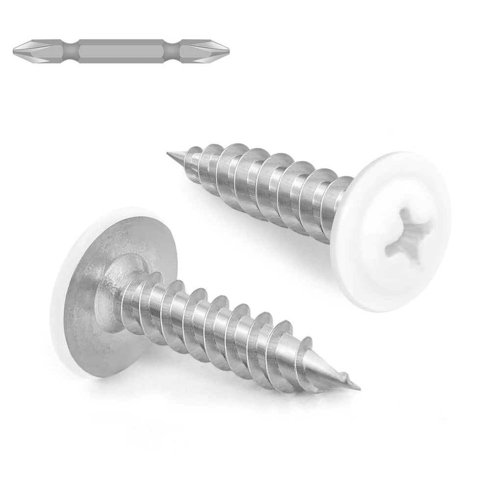 MewuDecor #8 x 5/8" Truss Head Fast Self Tapping Screws, Alloy Steel Wood Screws, White Head, 100 PCS