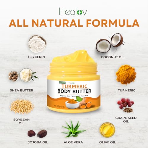 Turmeric Face Cream – All Natural Skin Brightening Lotion – Turmeric Whipped Body Butter for Dark Spots, Hyperpigmentation – Turmeric Skincare Cleanses, Fights Acne, Evens Tone, Scars, Sun Damage