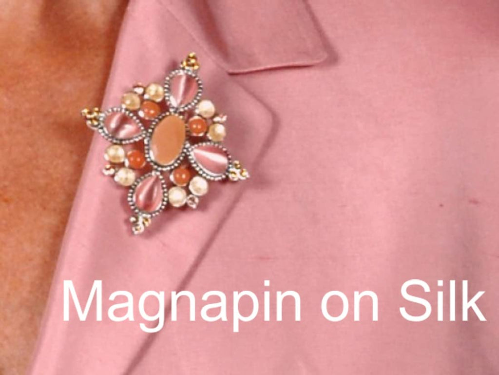 MagnaPin Magnetic Brooch Clasp – No-Pierce Pin Holder for Silk, Leather & Delicate Fabrics – Reusable Name Tag Fastener – Protects Garments from Pinholes