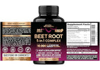 Beet Root 5-in-1 Complex Capsules - Healthy Blood Pressure Support Supplement** for Heart & Circulation Support - Olive Leaf, Hawthorn Berry & Hibiscus - for Men & Women - Made in USA, 120 Capsules