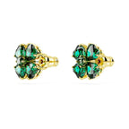 Swarovski Idyllia Stud Earrings, Gold-Tone Finished Clover Motif with Green Stones, Part of the Swarovski Idyllia Collection
