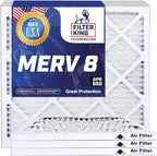 Filter King 20x23x1 Air Filter | 3-PACK | MERV 8 HVAC Pleated A/C Furnace Filters | MADE IN USA | Actual Size: 19.5 x 22.5 x .75"