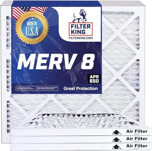 Filter King 20x23x1 Air Filter | 3-PACK | MERV 8 HVAC Pleated A/C Furnace Filters | MADE IN USA | Actual Size: 19.5 x 22.5 x .75"