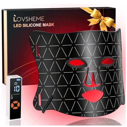 LED Face Mask Light Therapy - Professional Grade Skincare at Home – Red Light Therapy for Face for Acne, Wrinkles, Skin Rejuvenation – 3 Light Modes - Remote Control - includes Eye Protection