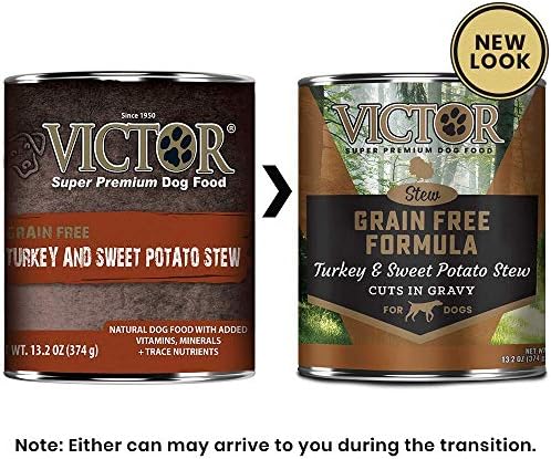 Victor Super Premium Dog Food – Grain Free Stew - Turkey and Sweet Potato Stew Cuts in Gravy – Canned Wet Adult Dog Food - All Breed Sizes, 12 x 13.2 oz Cans