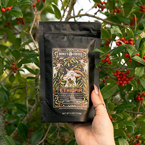 Bones Coffee Company World Tour Sample Pack Gift Set, Medium Roast Ground Bean Coffee Low Acid Flavored Coffee Beans (4 oz, Pack of 5)