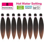 Braiding Hair Pre Stretched 20 Inch 8 Packs Brown Ombre Braiding Hair For Women Knotless Box Braids Hair Extension Yaki Texture Hot Water Setting Variety Styles Braiding Hair（20" T1B/30#)