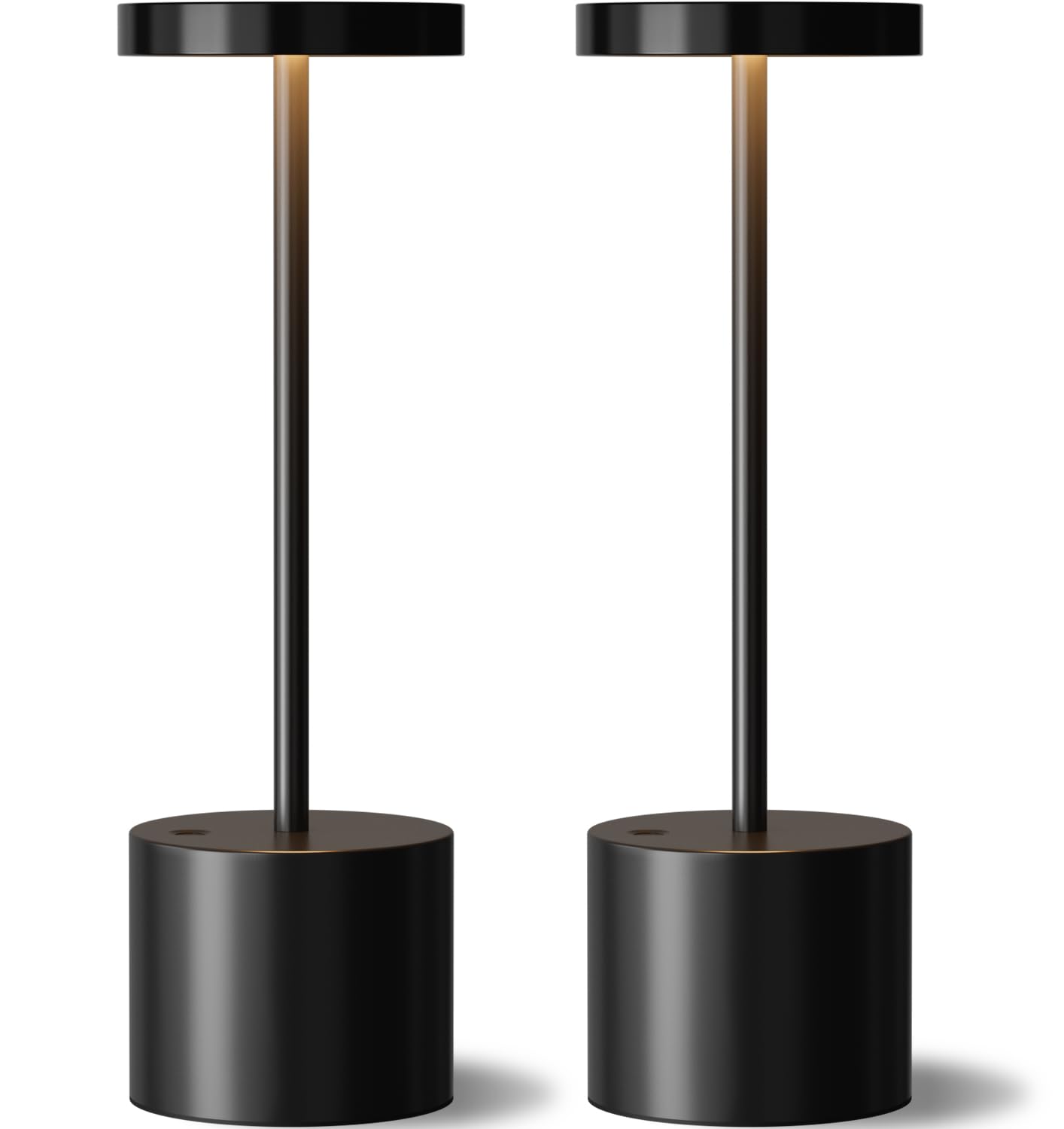 Rechargeable Cordless Table Lamp, 4000mAh Battery Operated, Black, 2 Pack