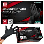 Jointown Basic Heavy Duty Nitrile Gloves, 8 Mil Black Mechanic Disposable Gloves Medium with Raised Diamond Texture, Latex Free, Powder Free Industrial Automotive Work Gloves Case of 1000