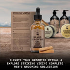 Striking Viking Beard Growth Oil with Biotin - 2 Fl Oz, 2 Pack, Sandalwood - Thickening & Conditioning Biotin Beard Growth Serum for Men with Argan & Jojoba Oil - Facial Hair Serum for Men