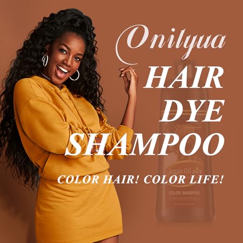 Dark Wine Red Hair Coloring Shampoo with Argan Oil for Gray Hair - Burgundy Dye for Men & Women, 3-in-1 Formula, Easy to Use, 16.9 Fl Oz