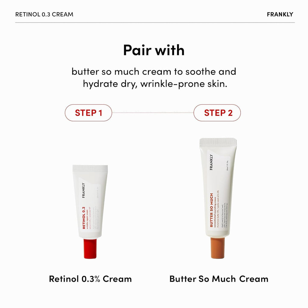 FRANKLY Retinol 0.3% Cream, 0.7 fl oz - Korean Intensive Retinol | Night Cream | Ceramides & Natural Ginseng | Anti-aging, Wrinkles Care, Reduces Congestion and hyperpigmentation | Korean Skin Care