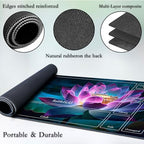 for MTG Game Playmat, for Magic TCG Rubber Play mat,Tabletop Card Playmats with Smooth Surface,Trading Card Inked Game Mat with New Zones,Battle Game,Colorful Glowing Lotu