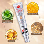 2 PCS Color Correcting CC Cream with Powder Puff 【SPF 25】, Light & Hydrating CC Cream Foundation with Centella Asiatica, Multi-Purpose for Even Skin Tone, Refine Skin Texture, SPF Protection (Light*2)