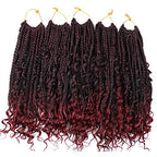 12 Inch Crochet Box Braids Curly Ends 8 Pack Goddess Box Braids Crochet Hair,Boho Box Braids Crochet Hair Pre Looped,Bohomian Box Braids Synthetic Braiding Hair Extensions for Black Women T118