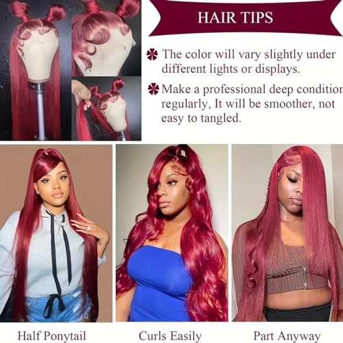 99j Burgundy Lace Front Wigs Human Hair Wigs for Black Women Burgundy Wig 13x4 HD Lace Front Wigs Human Hair Pre Plucked Red Lace Front Wigs Human Hair Straight Lace Front Wigs Human Hair 32 Inch