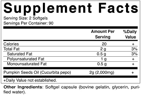Vitamatic Pumpkin Seed Oil 2000mg – 180 Softgels (Pack of 2-360 Count)