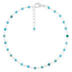 YANARA Blue Turquoise Anklet for Women, Dainty Boho Summer Beach Jewelry for Girls, December Birthstone Handmade Charm Ankle Bracelets Silver Plated 9+1.5 inch Chain, Mother's Day Jewelry For Her