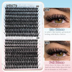 Lash Clusters Kit 360 Clusters Lash Extension Kit 60D+80D DIY Eyelash Extensions Kits C curl Individual Wispy Lashes Cluster Natural Eye Lash Extension Trays with Glue&Tweezers for Beginners