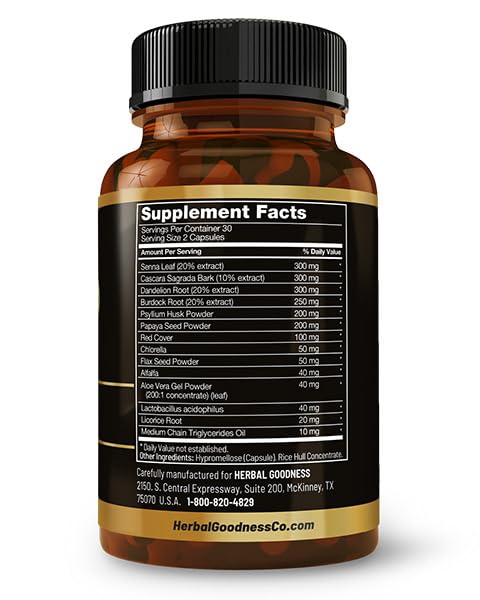 Herbal Goodness 15 Day Detox Capsules (60caps) - Natural Body Detox, Colon Cleanse Support, Gut Health Detox Supplement, Liver and Kidney Support | Non GMO, Gluten Free, Vegan-Friendly - Made in USA