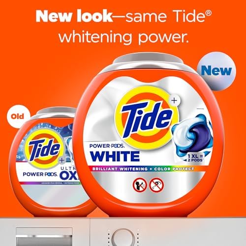 Tide Power PODS Plus Ultra OXI White and Bright Laundry Detergent, Advanced Stain Removal and Whitening Power, 18 Count, Tide Pods Laundry Detergent, Laundry Pods Detergent