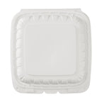 KARAT EARTH Clamshell Take Out Food Containers [8"x8" - 200 ct] To Go Containers | Microwavable, Freezer Safe, Soak-Resistant, Durable, Stackable | Vented for Hot/Cold Foods, White