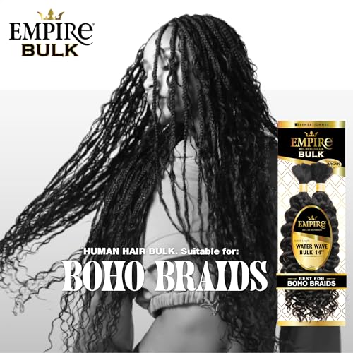 Sensationnel Empire bulk braiding – water wave 14 inch human hair braids for knotless boho box or curly loose wave styles (613 BLONDE)