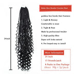 Liang Dian 8 Packs Box Braids Crochet Hair with Curly Ends 24 Inch Boho Crochet Hair Box Braids Goddess Braids Pre looped Crochet Hair for Black Women (24 Inch 1B)