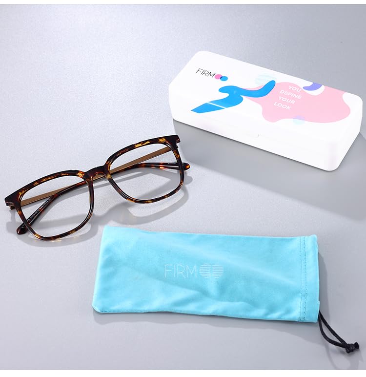 Firmoo Oversized Blue Light Blocking Glasses for Women/Men, Tortoise Shell Large Square Frame Computer Glasses for Screens