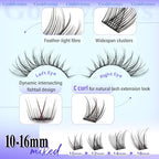 Natural Lash Clusters Kit for DIY Lash Extension 3 in 1 Eyelash Clusters Kit Wispy Individual Lashes Cluster C Curl Cluster Eyelash Extensions kit with 132pcs Eyelashes Clusters 10-16mm