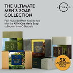O Naturals 5PC Mens Soap Gift Sets, Gifts for Men, Organic Bar Soap for Men, Mens Gift Set Exfoliating Soap Cedarwood & Mint, Mens Bar Soap in Citrus, Olive Oil, African Black Soap, Soap Gifts For Men