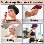 12 Pieces Silk Bonnet for Women Curly Hair Satin Bonnet Hair Wrap for Sleeping Cap with Tie Band (Multicoloured4)