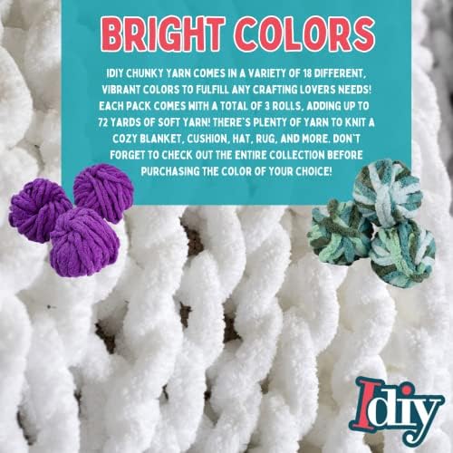 iDIY Chunky Yarn 3 Pack Skeins (72 Yards)-Tie Dye (Light Pink, Dark Pink, Red)-Fluffy Chenille Yarn Soft Throw & Baby Blankets, Arm Knitting, Crocheting &DIY Crafts & Projects! Homemade Holiday Gift