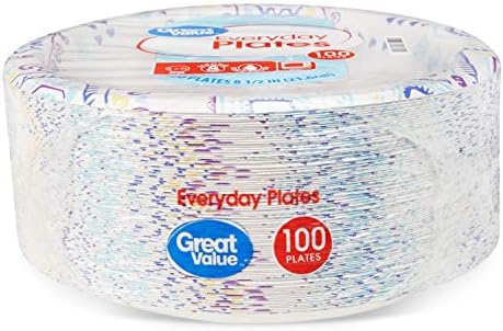 Great Value Value 8 5/8" Heavy Duty Premium Party Paper Plates, 100 ct