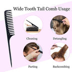 Boar Bristle Hair Brush and Comb Set for Women Men Kids, Best Natural Wooden Paddle Hairbrush and Small Travel Styling Brush for Wet or Dry Hair Detangling Smoothing Massaging