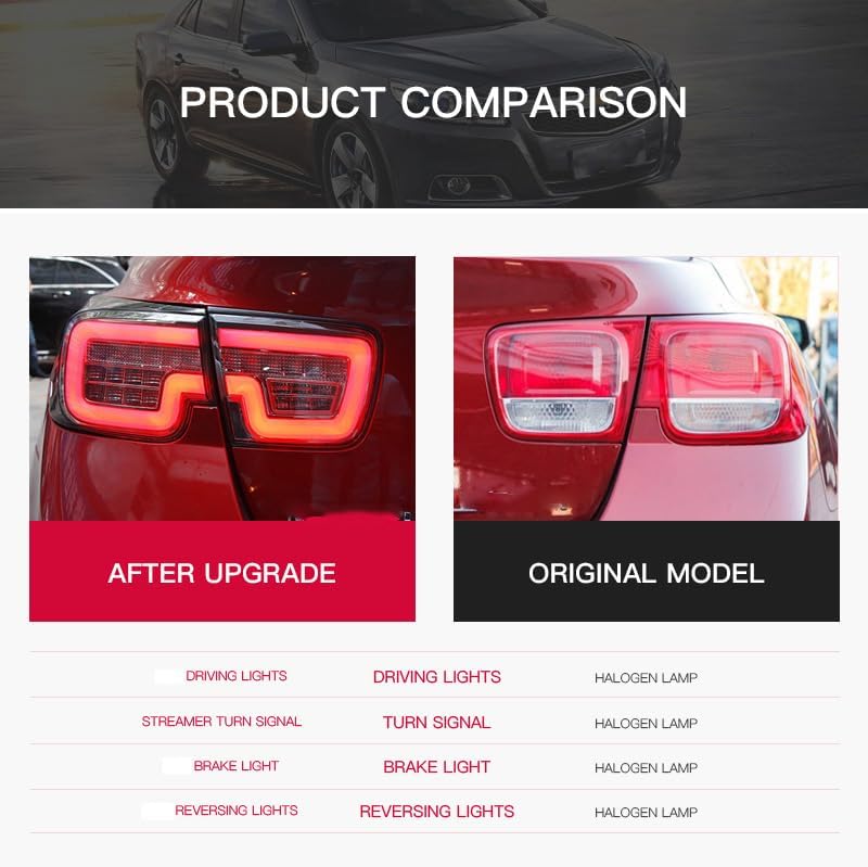 OQHAIR Dynamic Tail Light Assembly Red LED Tail Lamp Brake Rear Reflector Lamps For Malibu 2012-2015 Dynamic Tail Light Assembly sports